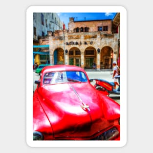 Red Car, Havana, Cuba Sticker